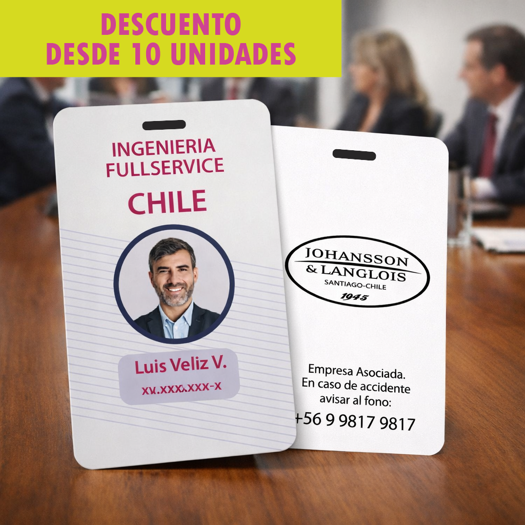 CREDENCIAL PVC - COLOR + REVERSO NEGRO / SIN LANYARD / NORMAL (48 HORAS)